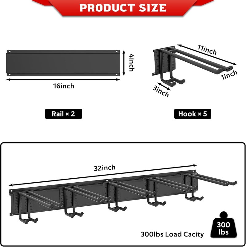Ultrawall Ski Rack, Wall Mounted Ski Storage for Garage Storage Organizer System, 10 Pairs of Skis Holder for Home Shed, Holds Up to 300lbs - Image 5